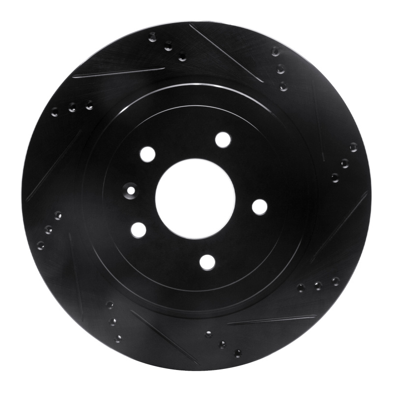 Cadillac CTS Brake Rotor (1) - Rear Right - R1 Concepts - Drilled & Slotted - Black - `05-`11